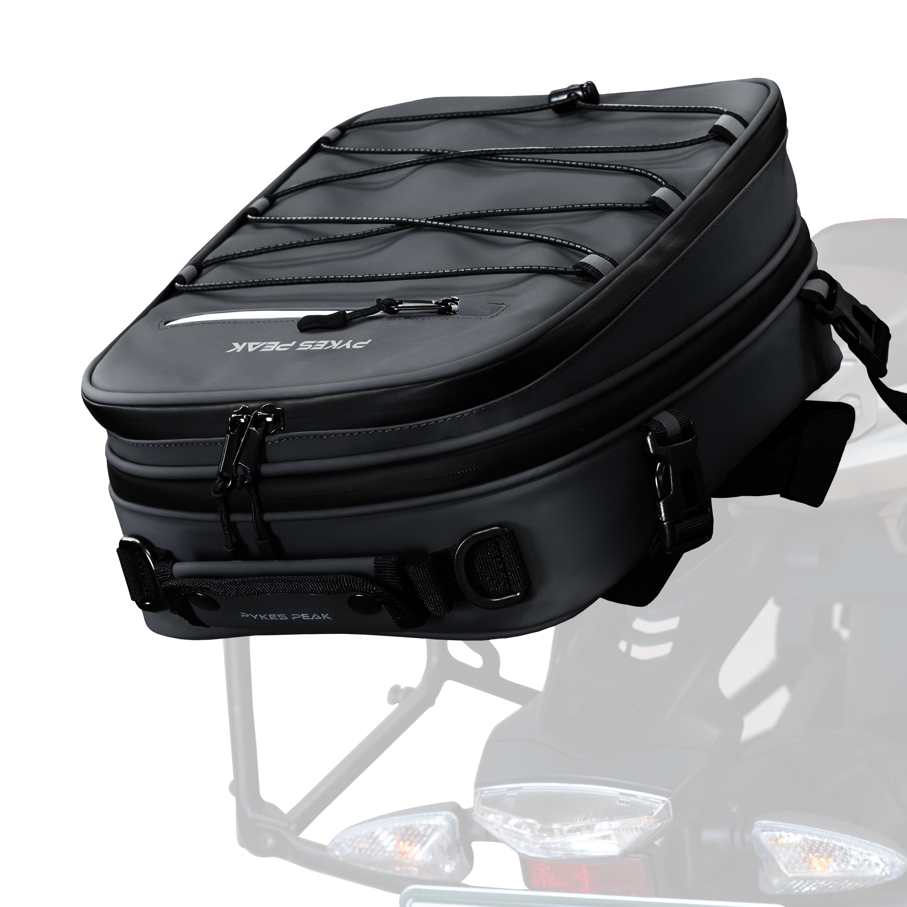 PYKES PEAK バイク用 シートバッグ 18L 軽量 撥水 レインカバー 固定ベルト ショルダーベルト 付き バイク ツーリング アウトドア キャンプ ツーリングバッグ リアバッグ