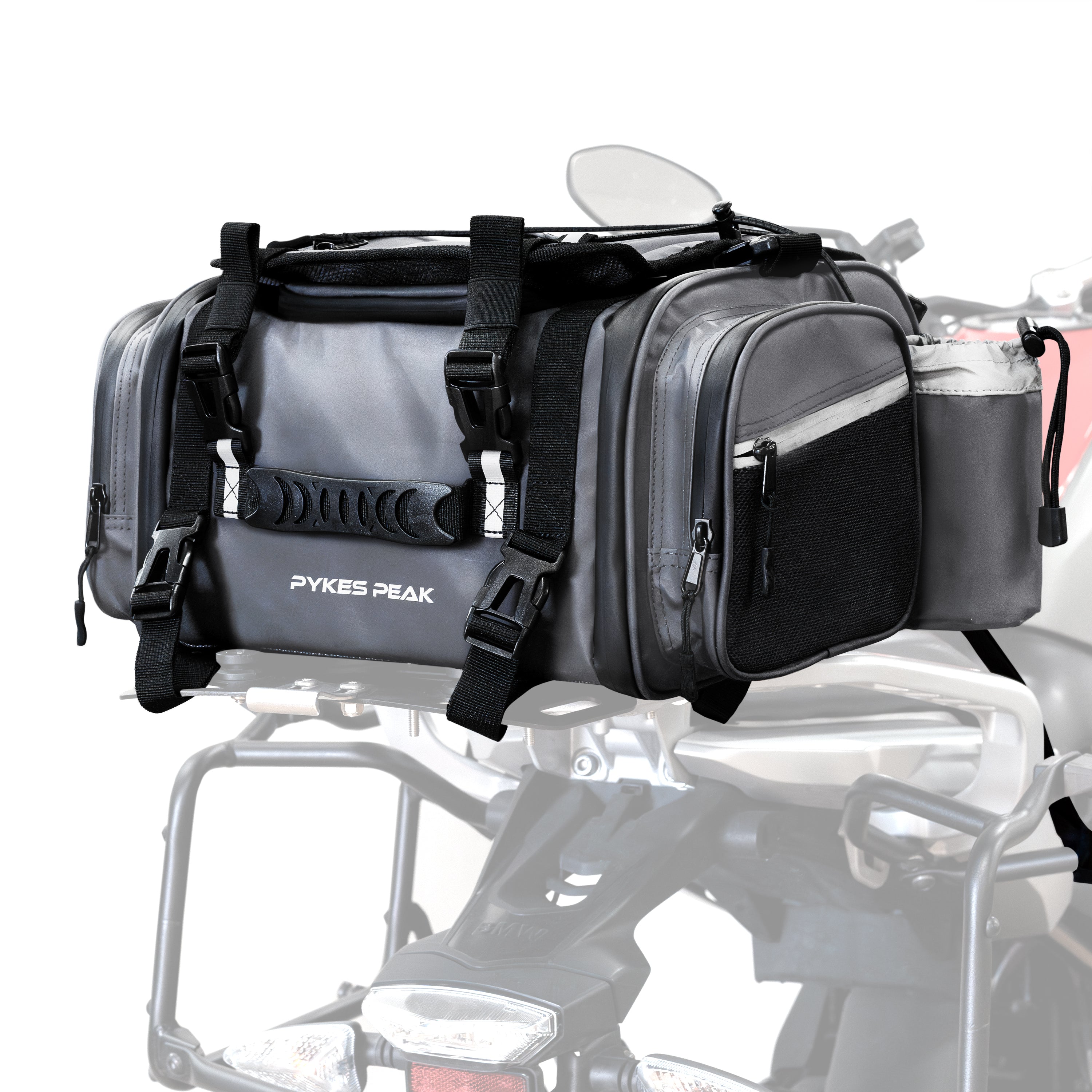 PYKES PEAK バイク用 シートバッグ 18L 軽量 撥水 レインカバー 固定ベルト ショルダーベルト 付き バイク ツーリング アウトドア キャンプ ツーリングバッグ リアバッグ