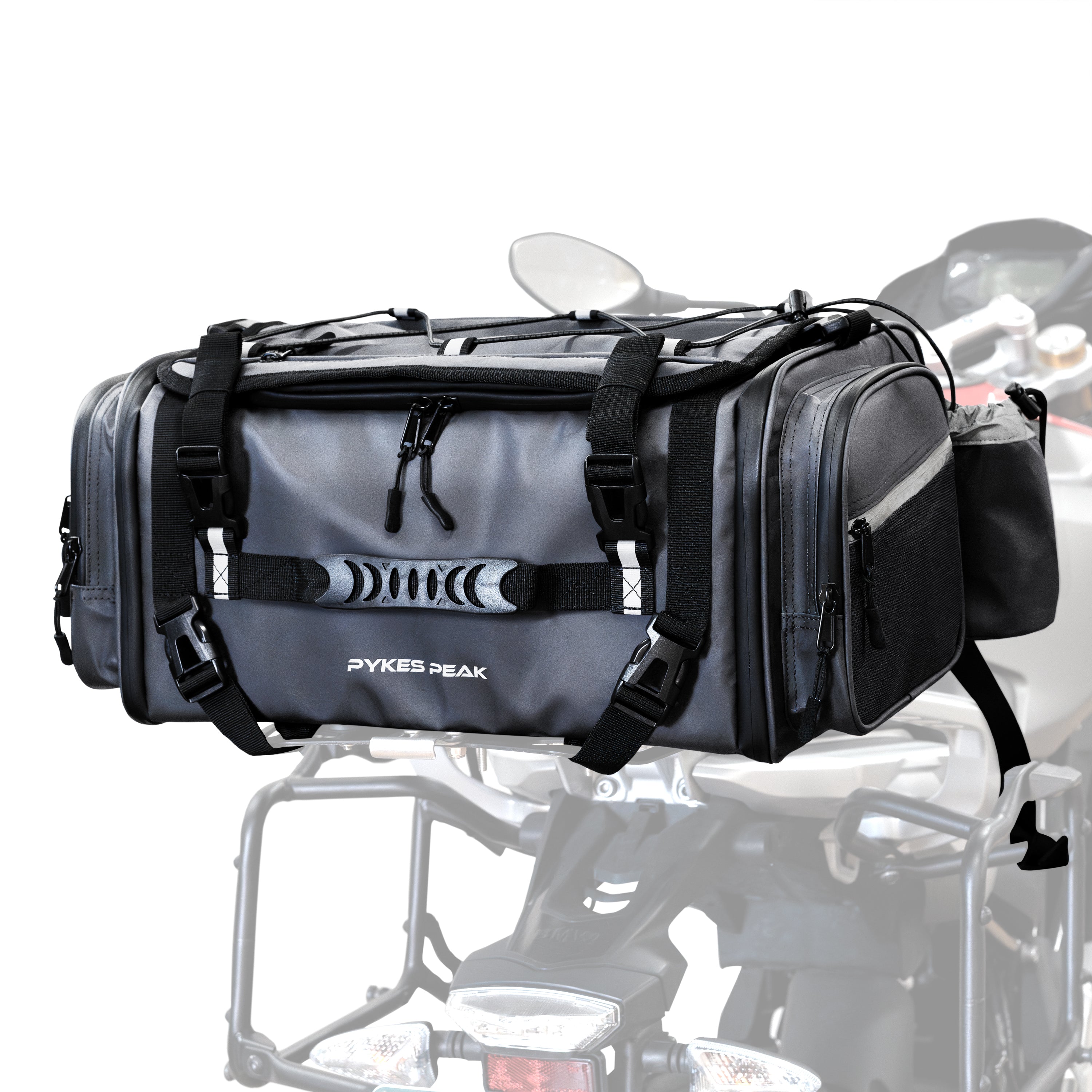 PYKES PEAK バイク用 シートバッグ 18L 軽量 撥水 レインカバー 固定ベルト ショルダーベルト 付き バイク ツーリング アウトドア キャンプ ツーリングバッグ リアバッグ