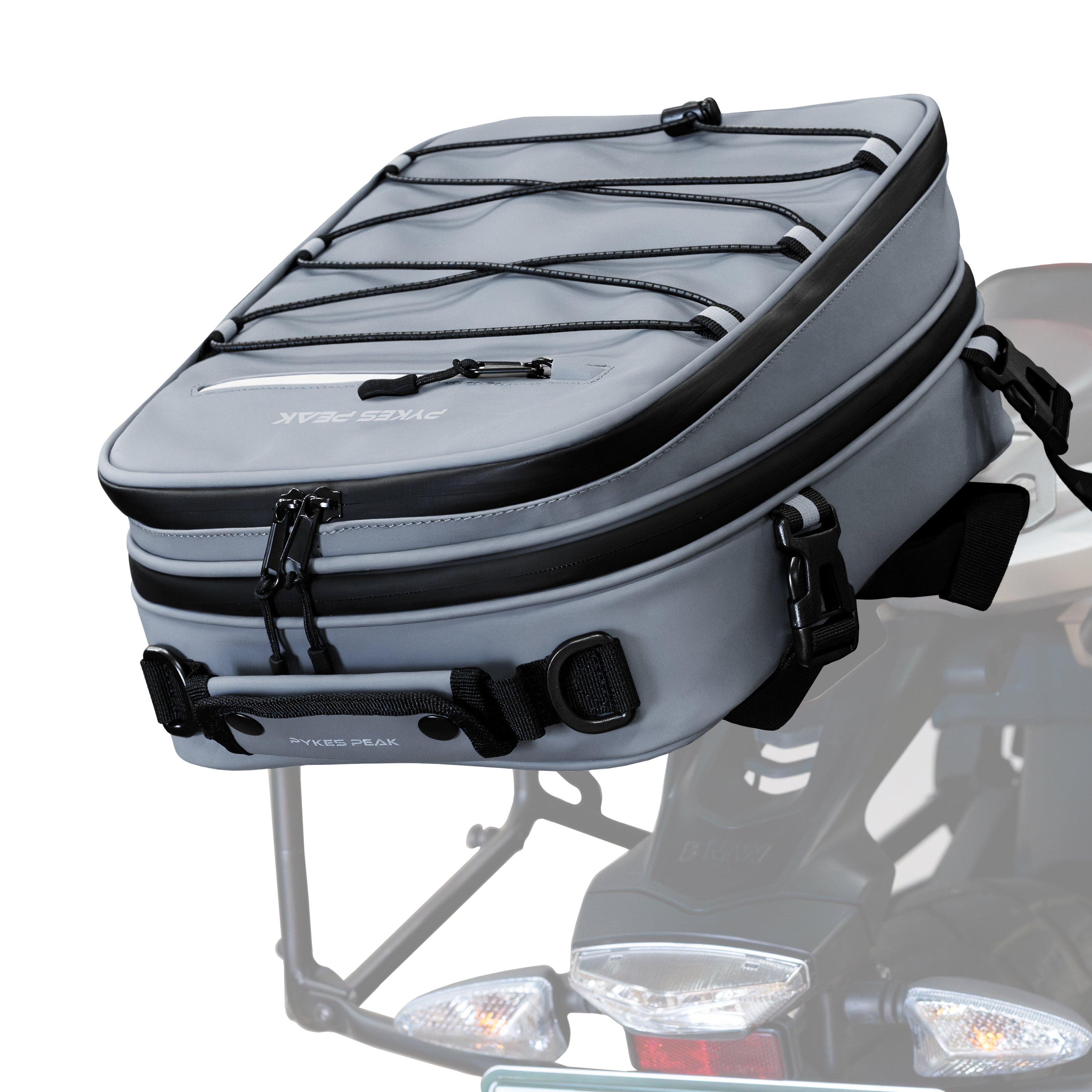 PYKES PEAK バイク用 シートバッグ 18L 軽量 撥水 レインカバー 固定ベルト ショルダーベルト 付き バイク ツーリング アウトドア キャンプ ツーリングバッグ リアバッグ