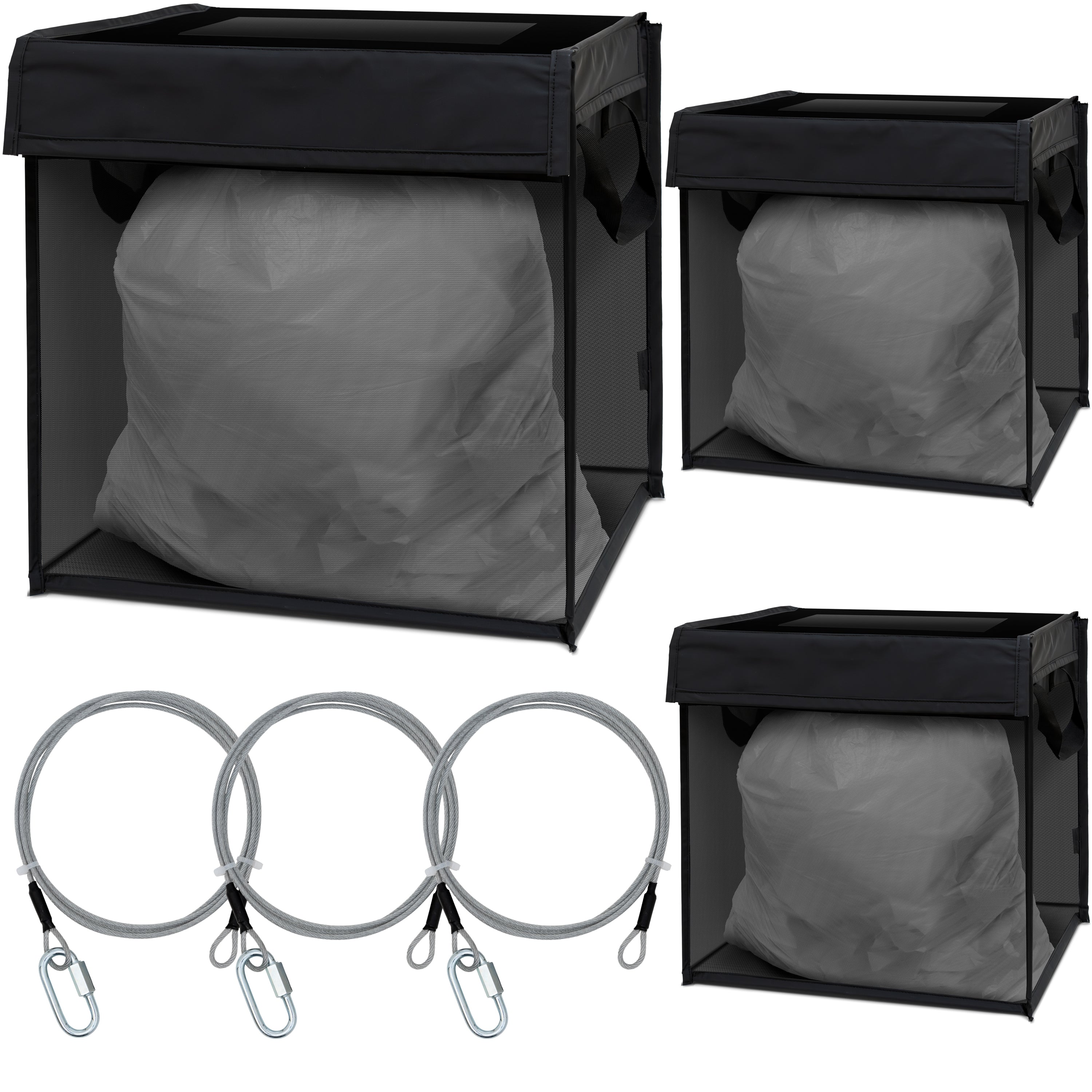 PYKES PEAK( パイクスピーク ) 防鳥 防獣 ネット 【上蓋タイプ 折たたみ ゴミ収納 大容量128L】 カラス除け ネコ除け ゴミネット ゴミ箱 戸別回収【ブラック】