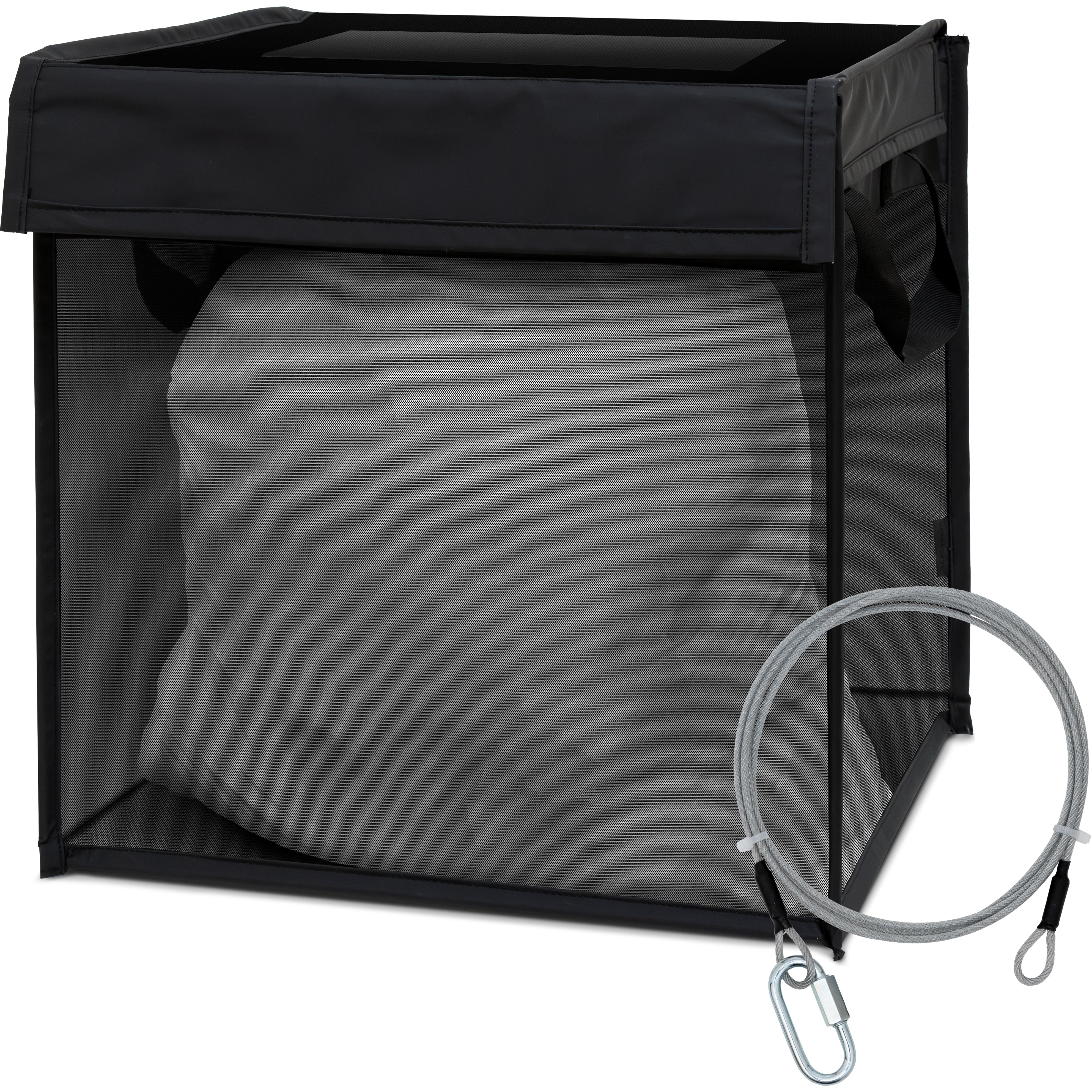 PYKES PEAK( パイクスピーク ) 防鳥 防獣 ネット 【上蓋タイプ 折たたみ ゴミ収納 大容量128L】 カラス除け ネコ除け ゴミネット ゴミ箱 戸別回収【ブラック】