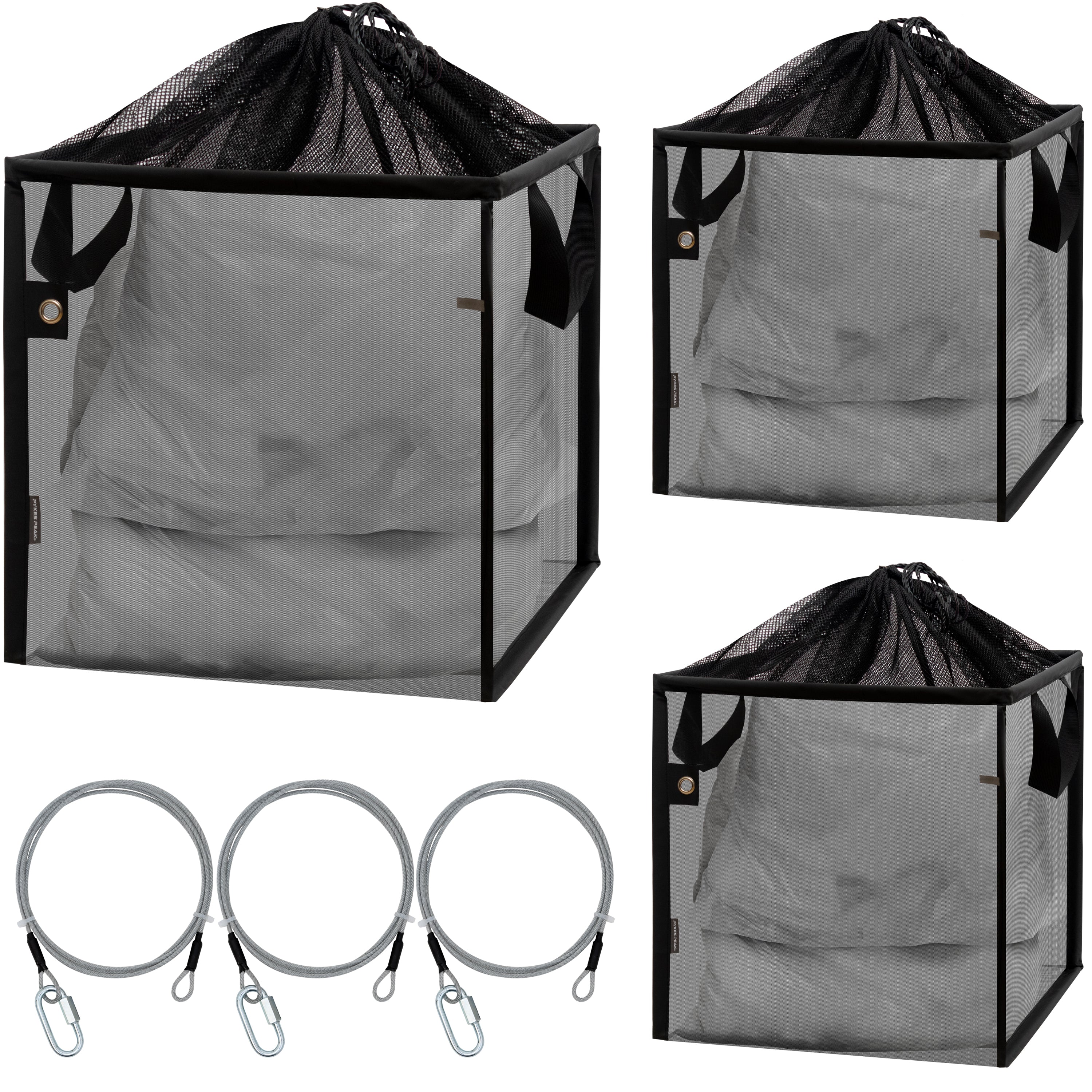 PYKES PEAK( パイクスピーク ) 防鳥 防獣 ネット 【上蓋タイプ 折たたみ ゴミ収納 大容量128L】 カラス除け ネコ除け ゴミネット ゴミ箱 戸別回収【ブラック】