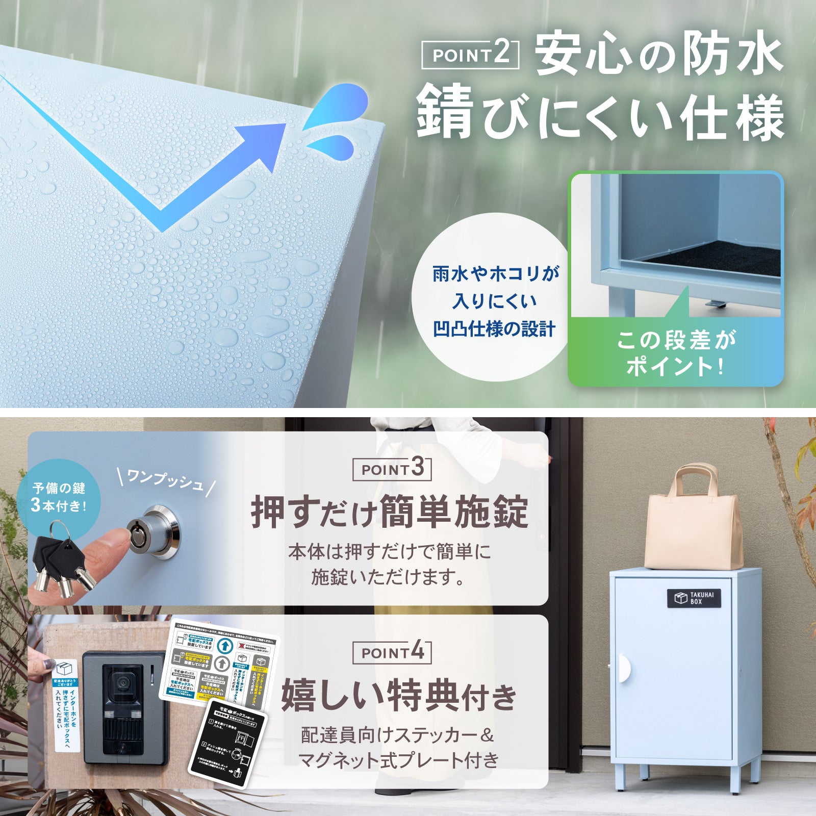 PYKES PEAK (パイクスピーク) 宅配ボックス 屋外 防水 大容量 屋外 防水 置き配 盗難防止 戸建て用 簡単設置 おしゃれ 「 クレア」