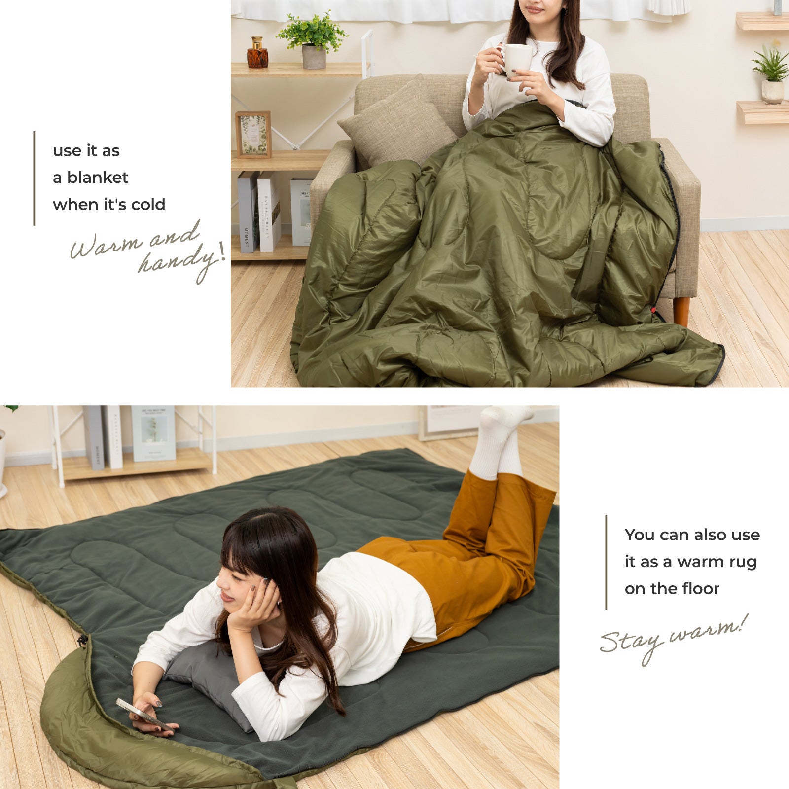 【裏地フリースであったか】 寝袋 シュラフ 封筒型 3サイズ×3色 選べる対応温度 丸洗い可能 キャンプ アウトドア 防災