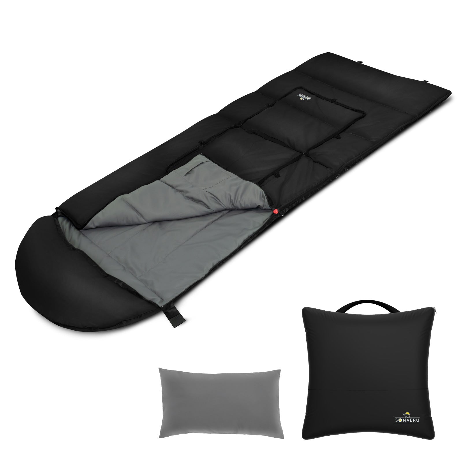 【防災備蓄にも】PYKES PEAK クッション型 寝袋 SBC-01 シュラフ 1200g 丸洗いOK 軽量 コンパクト キャンプ アウトドア 災害対策 sonaeru