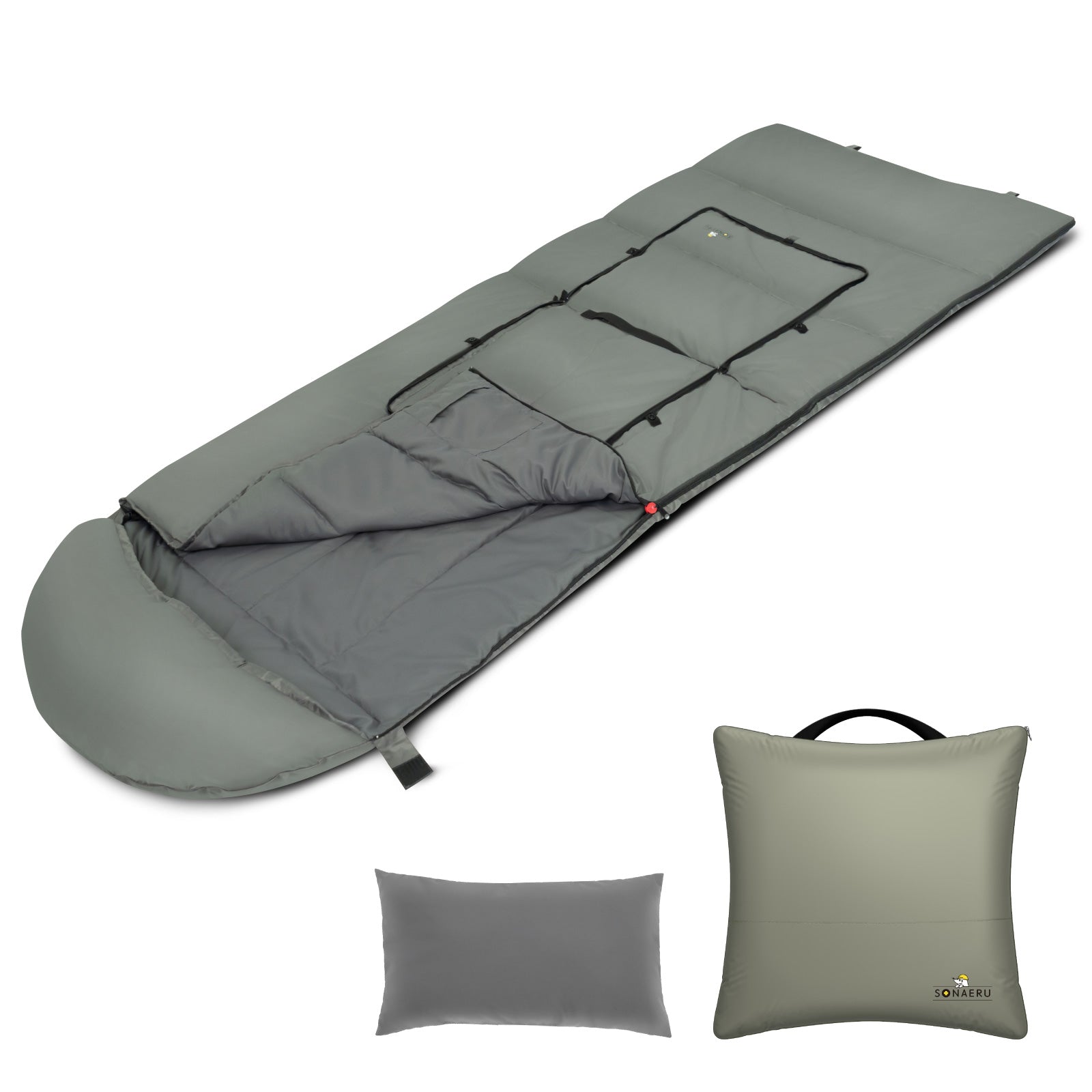 【防災備蓄にも】PYKES PEAK クッション型 寝袋 SBC-01 シュラフ 1200g 丸洗いOK 軽量 コンパクト キャンプ アウトドア 災害対策 sonaeru