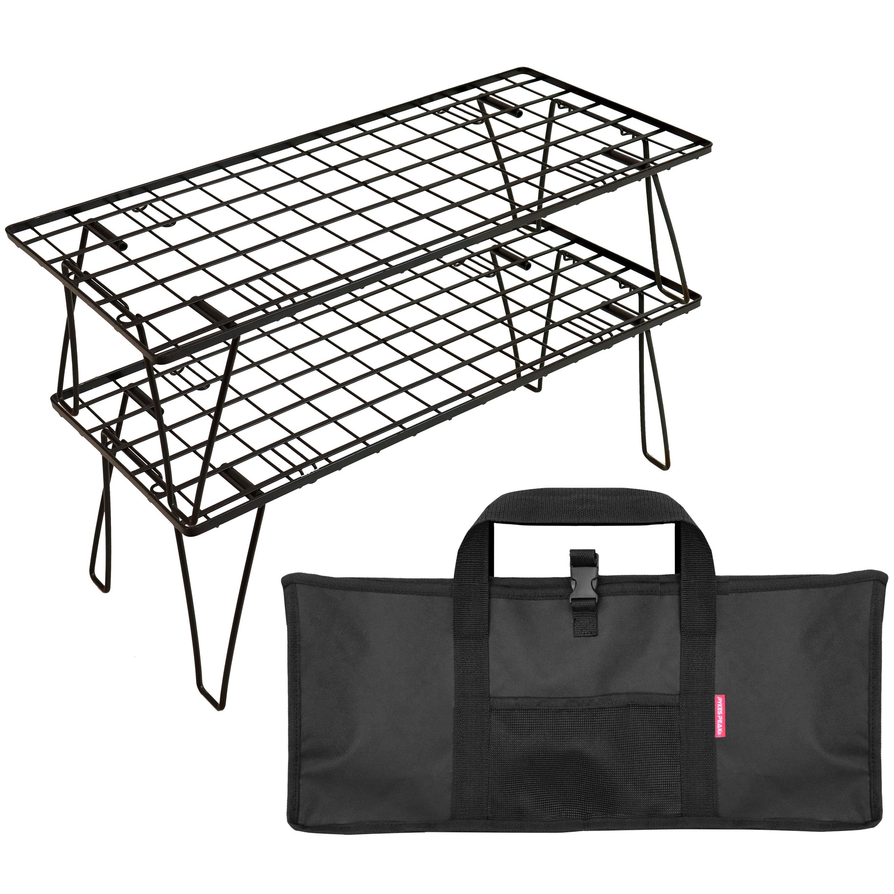 PYKES PEAK (パイクスピーク) キャンプラック バッグ付き TOUGH LIGHT 焚火テーブルにも使える 折りたたみ 積み重ね ラック 収納 奥行25cm アウトドア