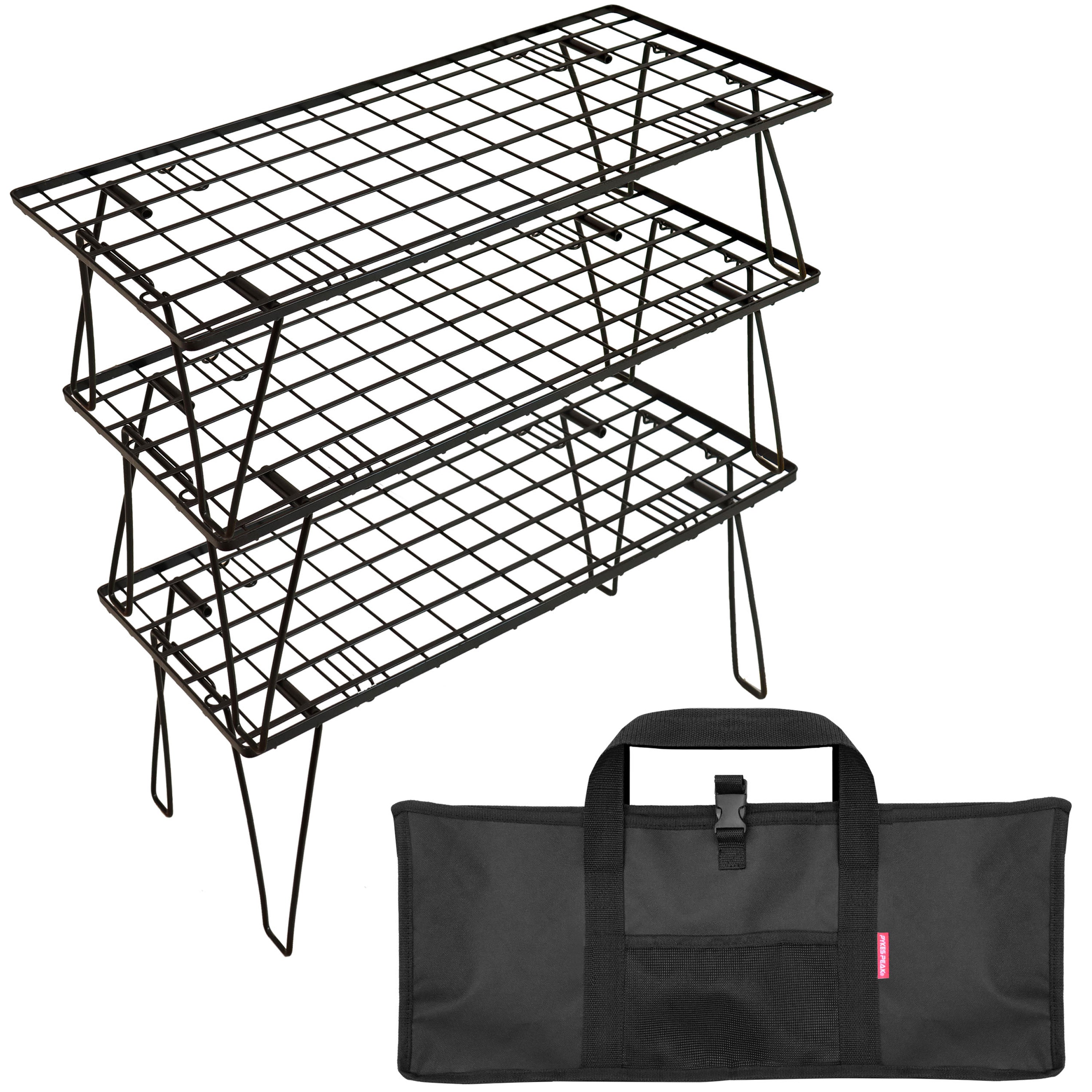 PYKES PEAK (パイクスピーク) キャンプラック バッグ付き TOUGH LIGHT 焚火テーブルにも使える 折りたたみ 積み重ね ラック 収納 奥行25cm アウトドア