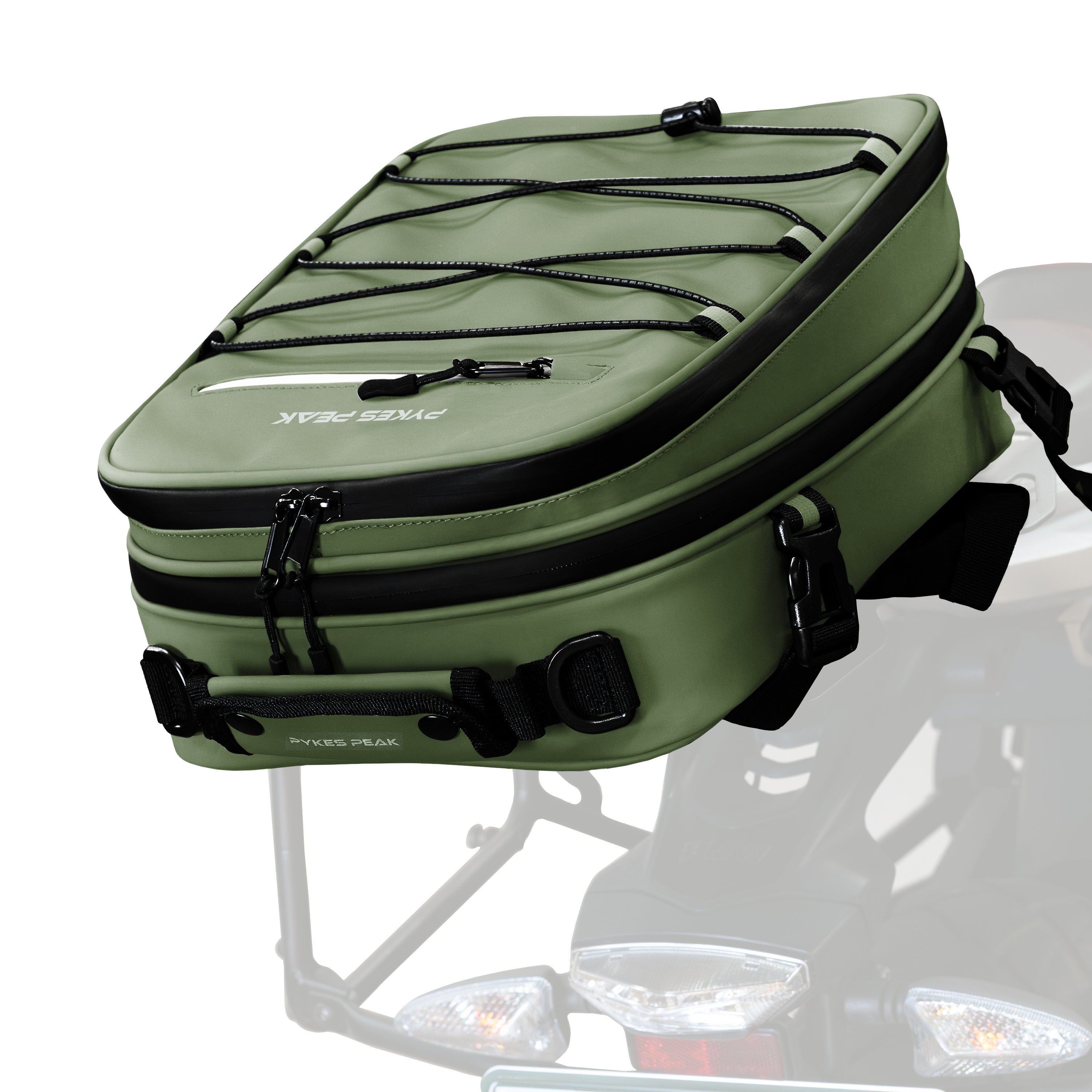 PYKES PEAK バイク用 シートバッグ 18L 軽量 撥水 レインカバー 固定ベルト ショルダーベルト 付き バイク ツーリング アウトドア キャンプ ツーリングバッグ リアバッグ