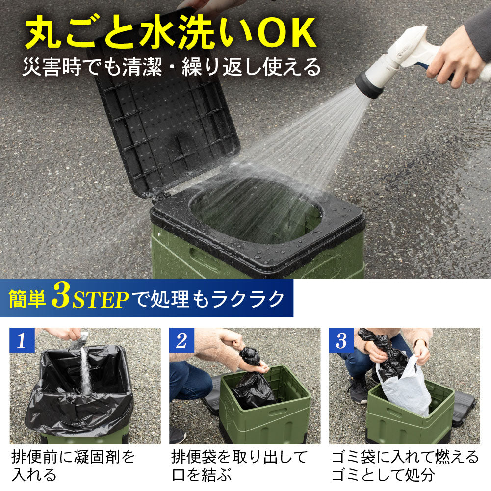 【災害対策に】防災トイレ 簡易トイレ 携帯トイレ 防災グッズ 防災 災害用 非常用 処理袋12枚付 凝固剤12個付 折りたたみ Sサイズ グレー