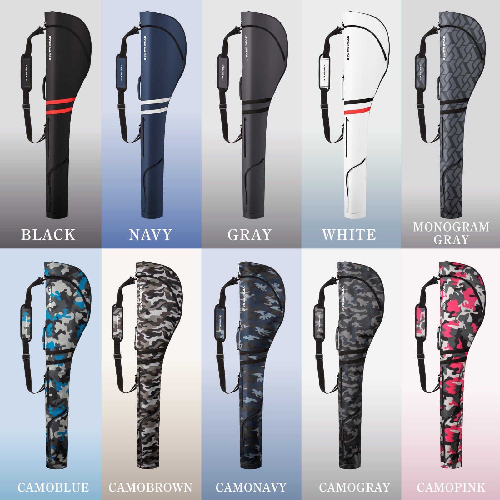 PYKES PEAK(パイクスピーク)ゴルフ クラブケース【10本収納 折畳み コンパクト】打ちっぱなし 練習用 47インチ対応 3ポケット GCC-101