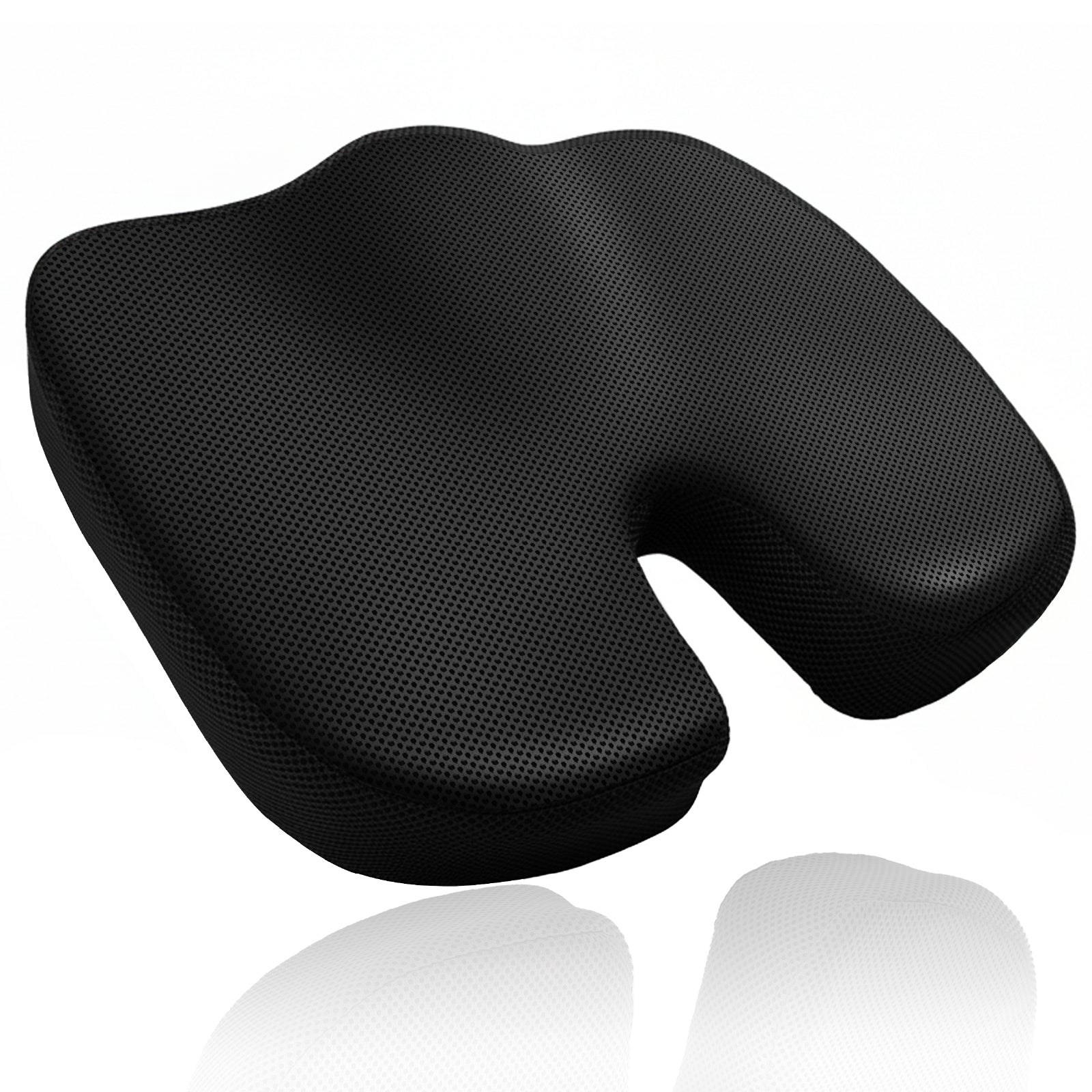 PYKES PEAK シートクッション 低反発 U型 メモリーフォーム 椅子用 カバー 洗える メッシュ 通気性 滑り止め リモートワーク デスクワーク オフィス ブラック