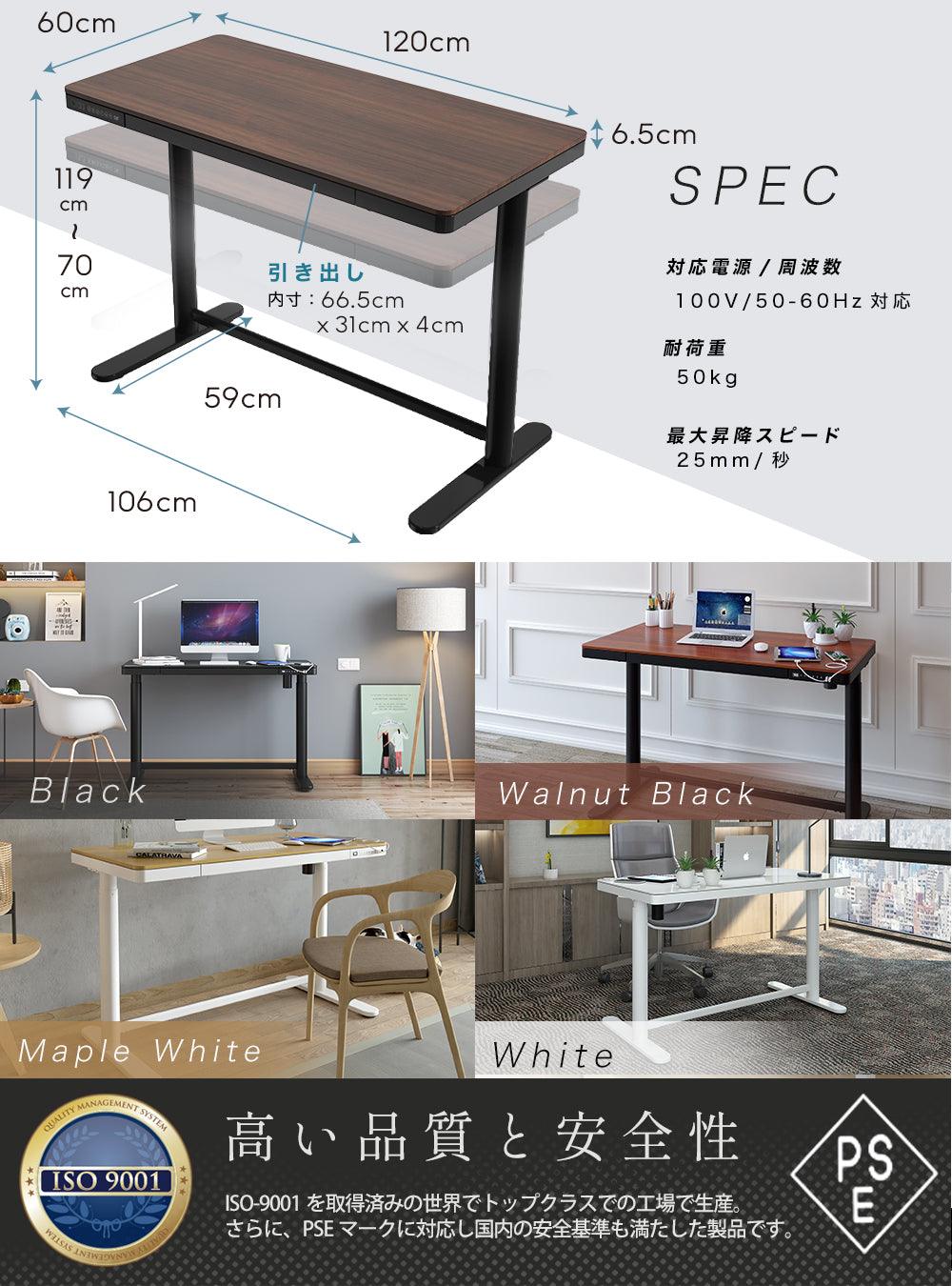 【新生活応援🌸50%OFF】先着100名様50%OFF 電動昇降デスク スタンディングデスク 引き出し付き PYKES PEAK - PYKES PEAK