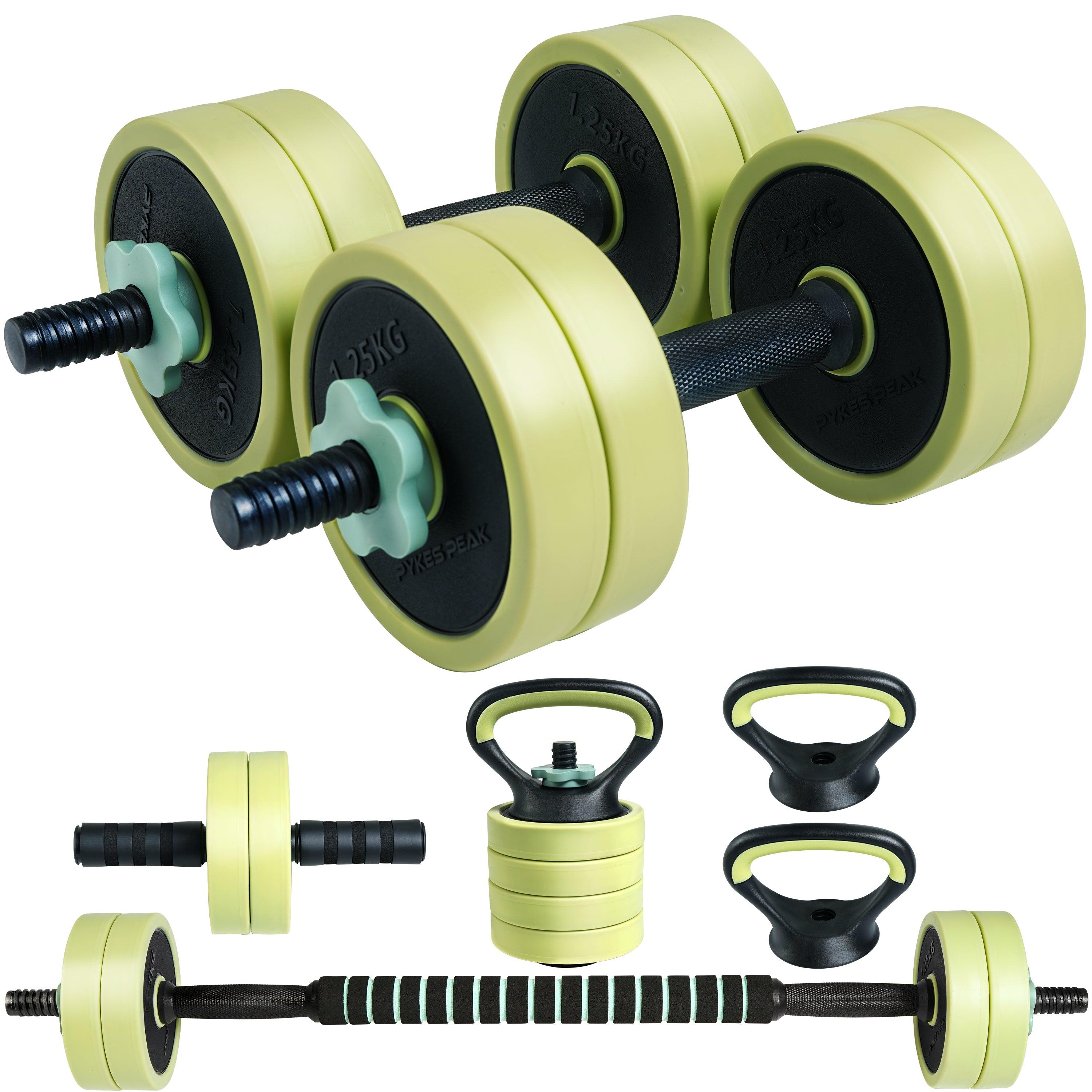 【先着100名様限定!25%OFFクーポン】ダンベル 可変式 セット 5kg 10kg 15kg 20kg 2個セット バーベル 可変式ダンベル プレートセット プレート式 筋トレ 家トレ 健康 簡単重量変更 全身トレーニング 3色 PYKES PEAK パイクスピーク 送料弊社負担 - PYKES PEAK