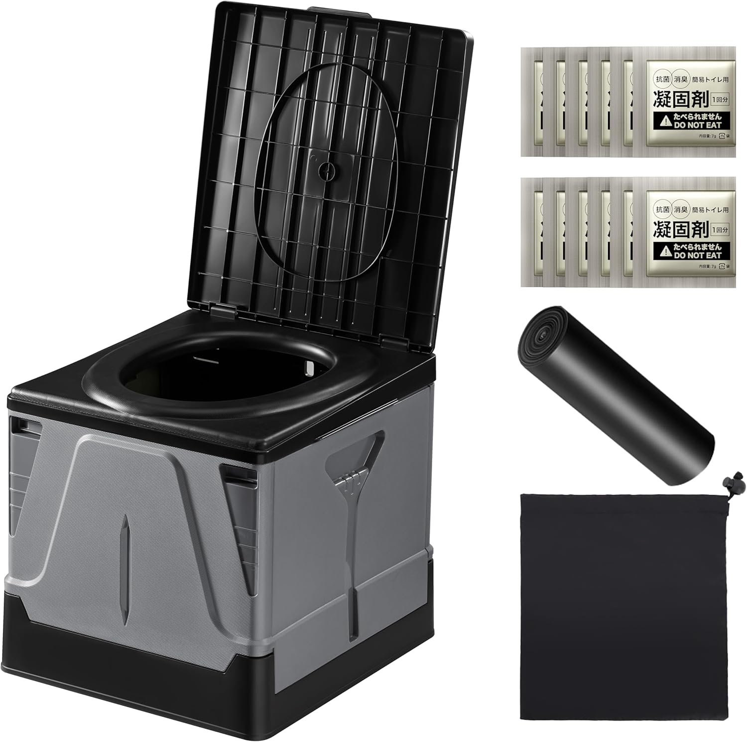 【災害対策に】防災トイレ 簡易トイレ 携帯トイレ 防災グッズ 防災 災害用 非常用 処理袋12枚付 凝固剤12個付 折りたたみ Sサイズ グレー