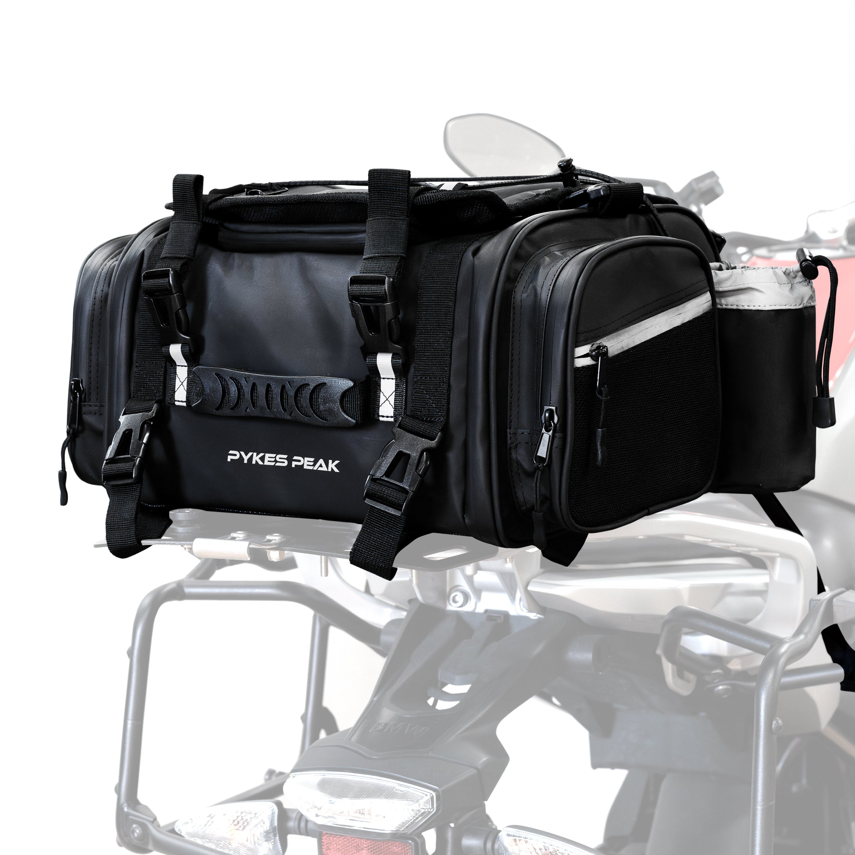 PYKES PEAK バイク用 シートバッグ 18L 軽量 撥水 レインカバー 固定ベルト ショルダーベルト 付き バイク ツーリング アウトドア キャンプ ツーリングバッグ リアバッグ