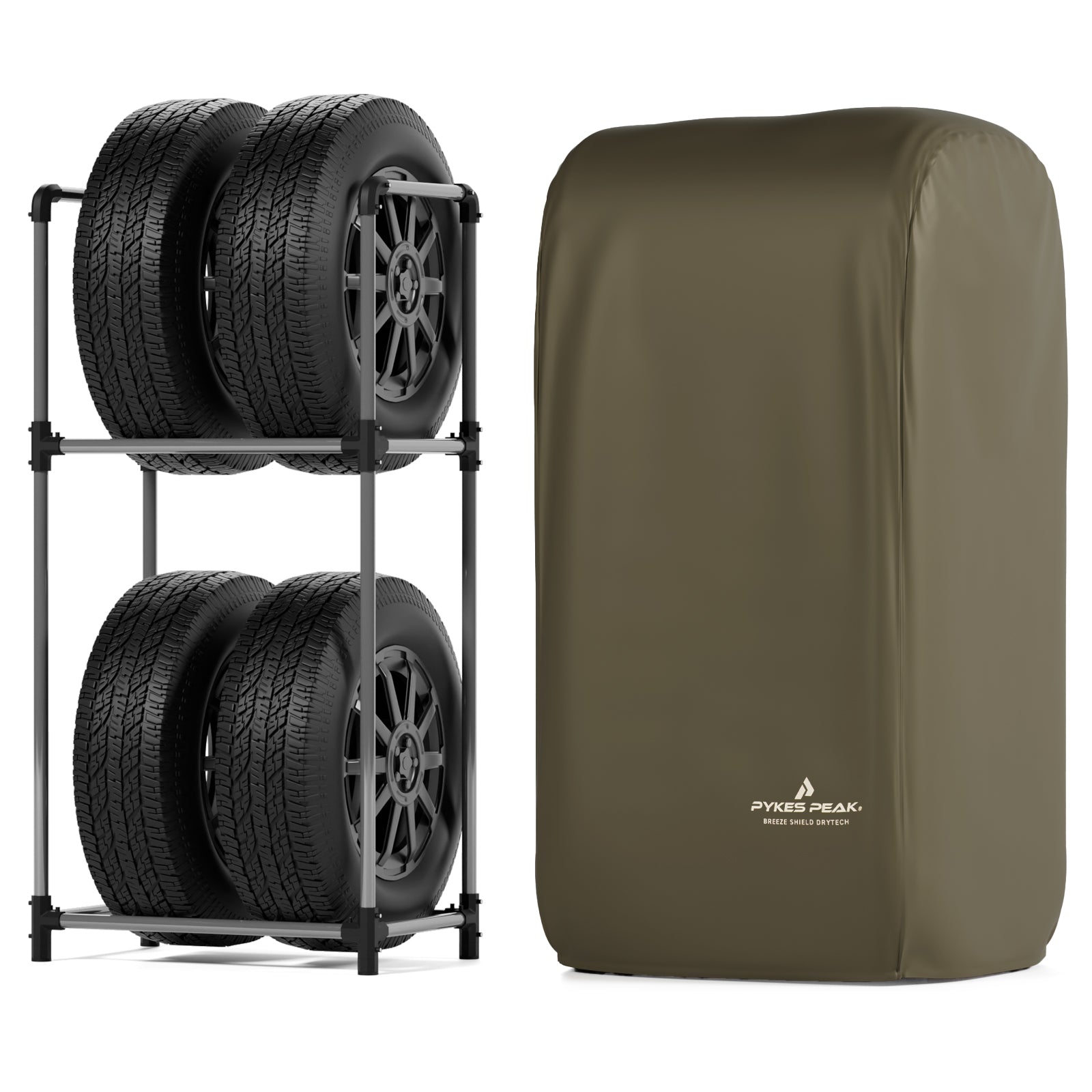 PYKES PEAK (パイクスピーク) タイヤラック カバー セット 軽トラック/軽商用車 幅38.5×奥行23.7×高さ108 耐荷重 120kg 4本 横置き タイヤ保管 タイヤ収納 タイヤラックカバー タイヤカバー タイヤステーション S
