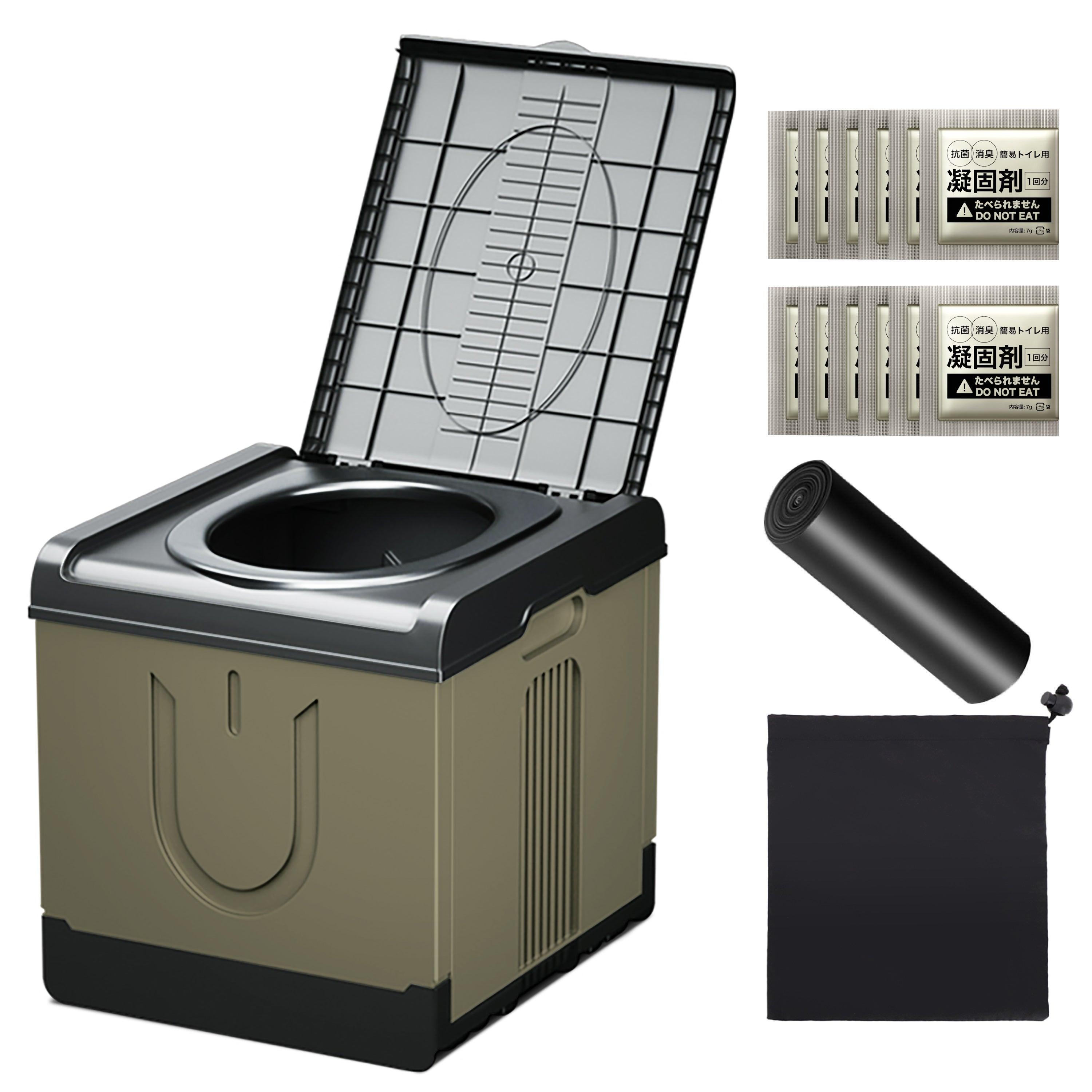 【災害対策に】防災トイレ 簡易トイレ 携帯トイレ 防災グッズ 防災 災害用 非常用 処理袋12枚付 凝固剤12個付 折りたたみ Sサイズ グレー - PYKES PEAK