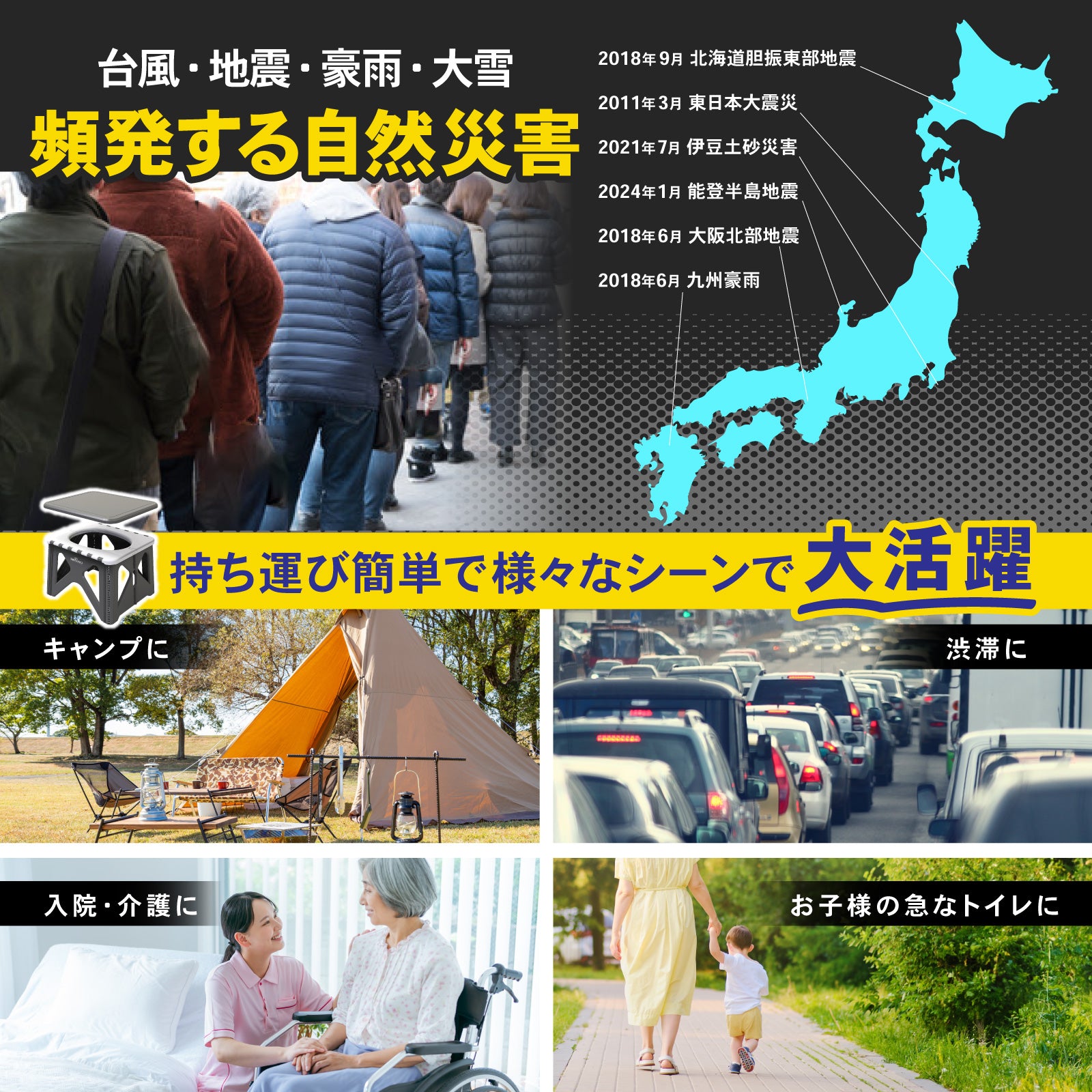 【2025年防災グッズ大賞受賞】PYKES PEAK ステップスツールトイレ 簡易トイレ 携帯トイレ 防災グッズ 防災 災害用 非常用 凝固剤 排泄袋 折りたたみ