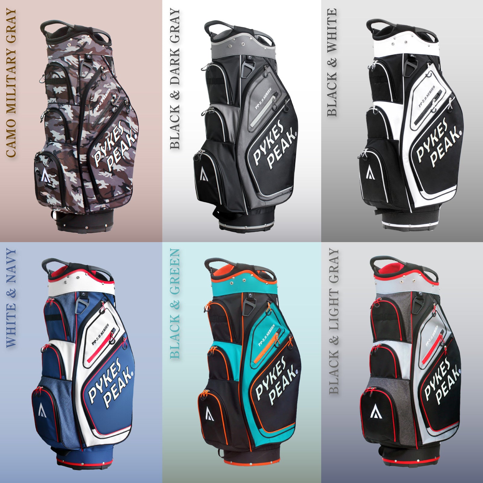 PYKES PEAK（パイクスピーク） キャディバッグ(カートタイプ)【軽量 2.4kg / 9.5 型 / 47インチ対応】14分割 ゴルフバッグ レディース メンズ