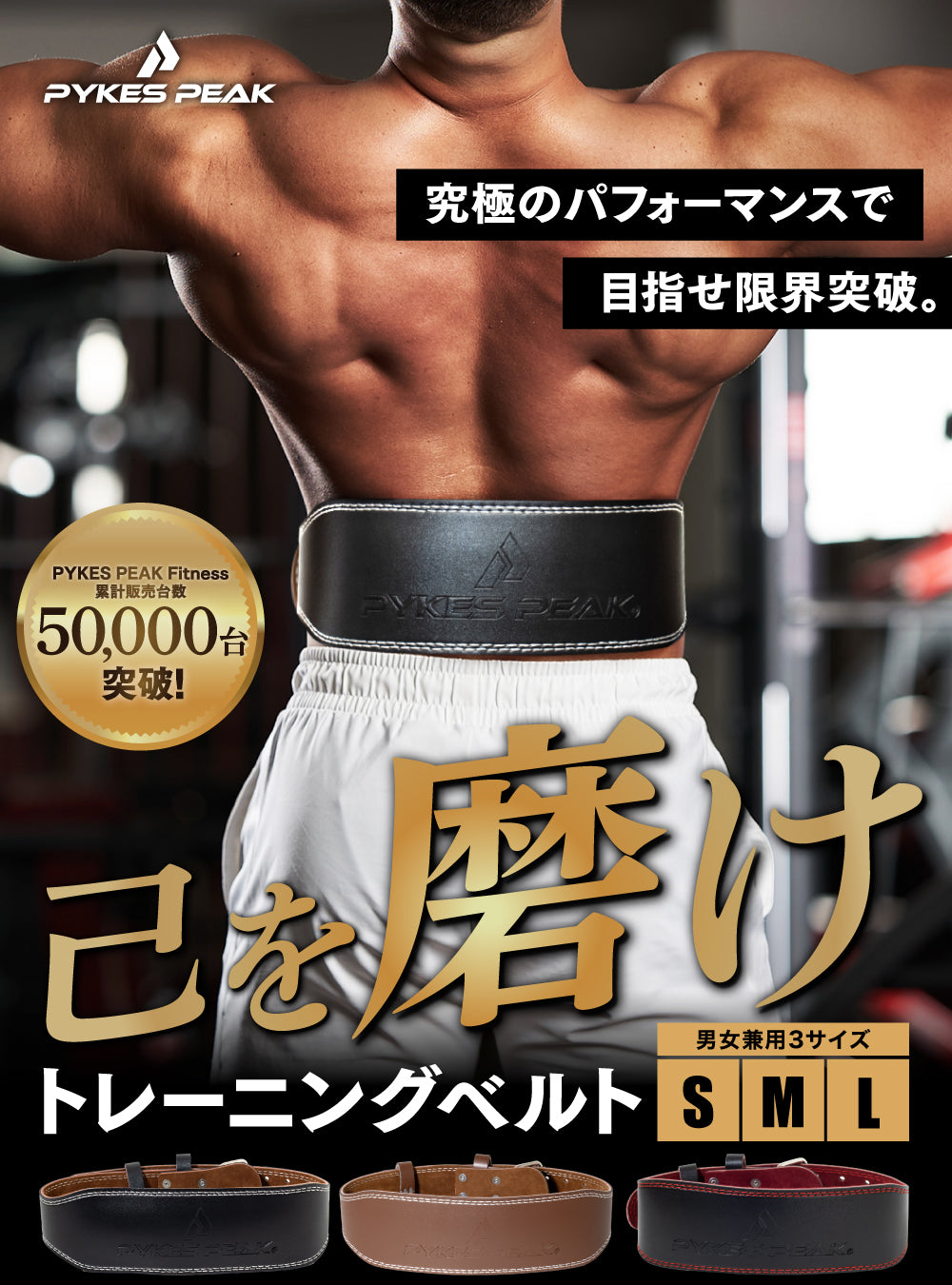 PYKES PEAK(パイクスピーク) トレーニングベルト 筋トレ 男女兼用 腰用サポーター 軽量コンパクト 胸筋 背筋