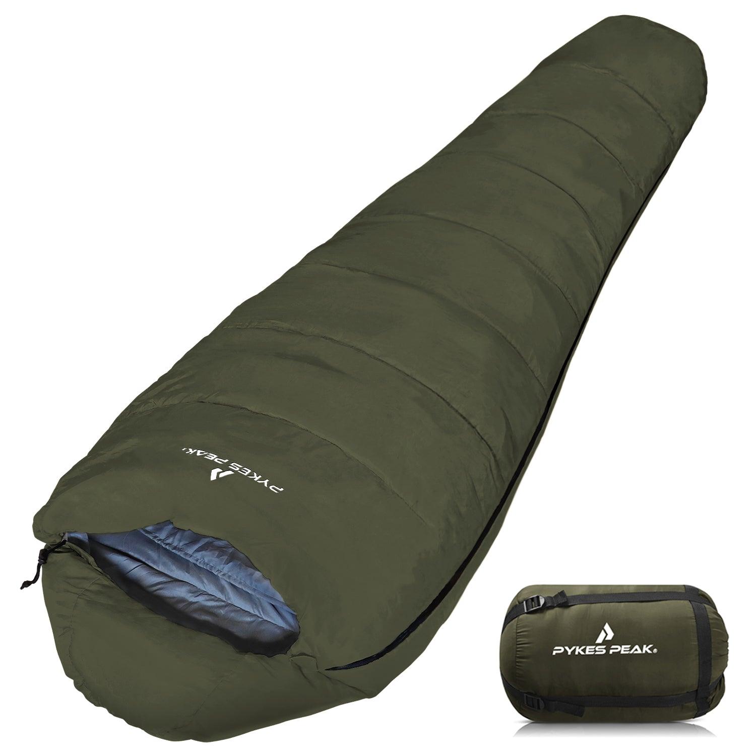 寝袋 マミー型 1800g 5色 シュラフ 丸洗い可能 キャンプ アウトドア - PYKES PEAK
