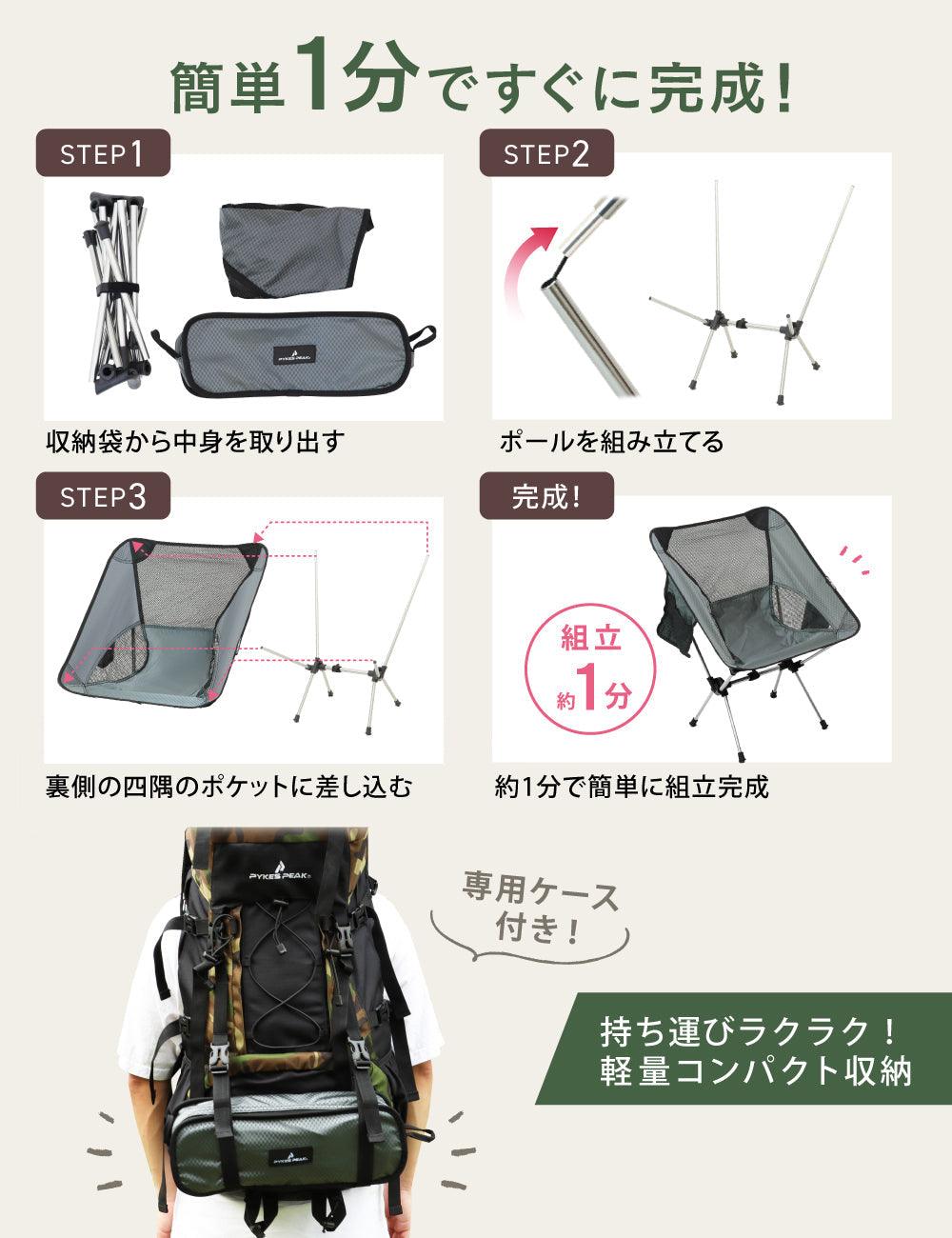 【アウトレット】PYKES PEAK キャンプチェア 【ロータイプ/CH-03】 - PYKES PEAK