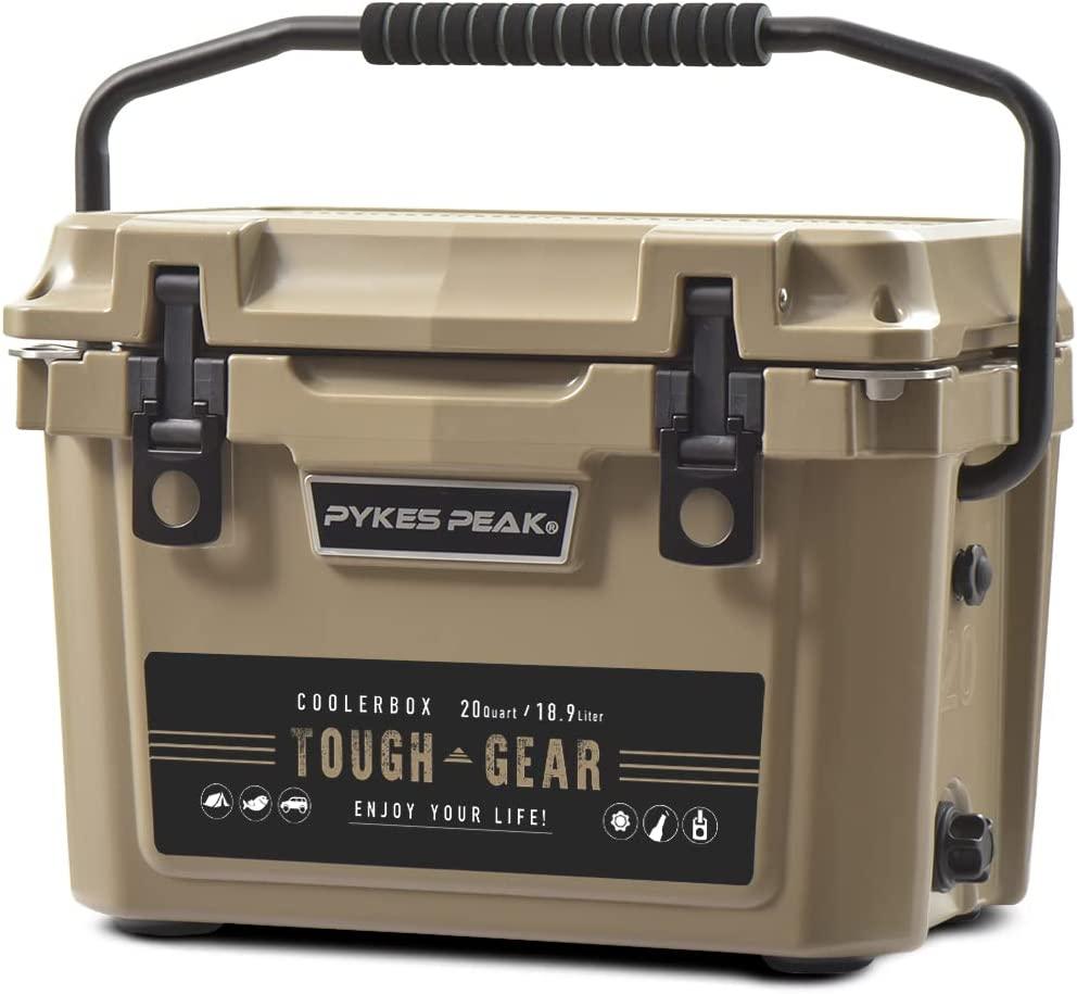 【アウトレット】超長時間保冷 クーラーボックス20QT(18.9L)大型 保冷力 アウトドア キャンプ 釣り BBQ ピクニック レジャー用 停電 緊急 災害時にも - PYKES PEAK