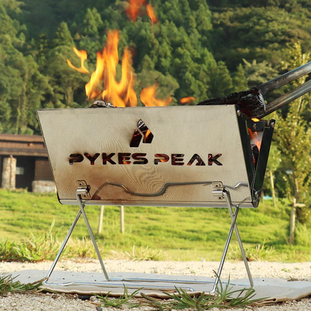 【アウトレット】PYKES PEAK 折りたたみ式焚火台 バーベキューコンロ ファイヤーピットグリル - PYKES PEAK