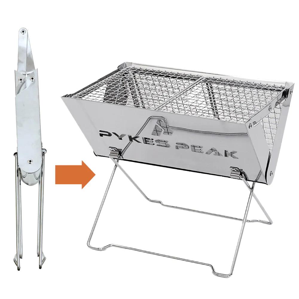 【アウトレット】PYKES PEAK 折りたたみ式焚火台 バーベキューコンロ ファイヤーピットグリル - PYKES PEAK