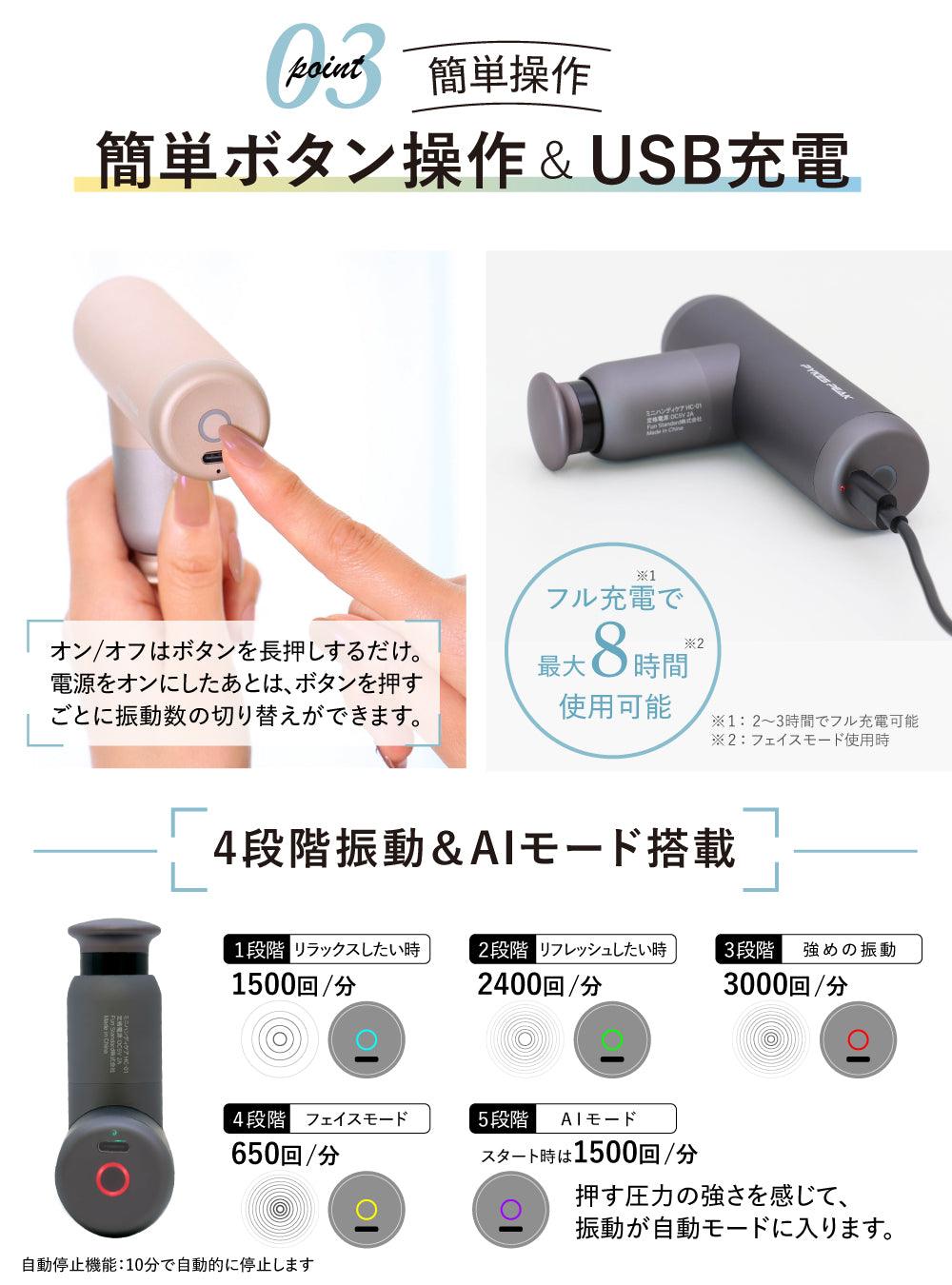 PYKES PEAK 筋膜ガン ミニハンディケア HC-01 (充電式/5段階振動/軽量コンパクト - PYKES PEAK